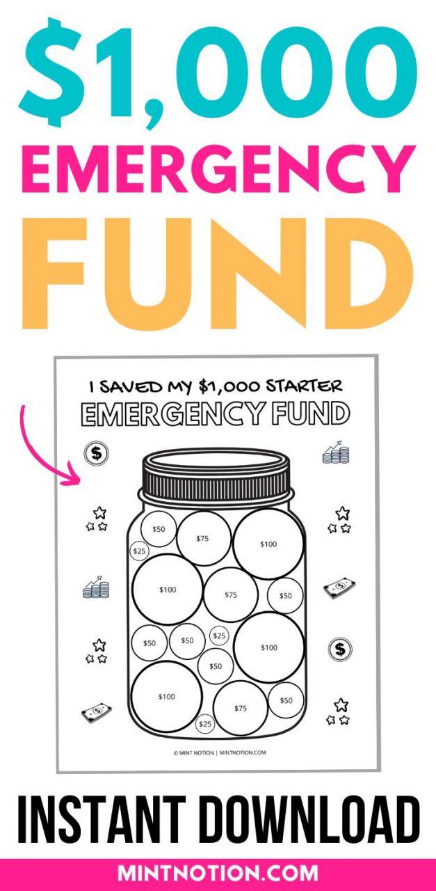 1,000 Starter Emergency Fund (Printable) Emergency fund saving