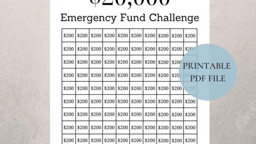 20000 Emergency Fund Challenge Savings Tracker Printable Etsy